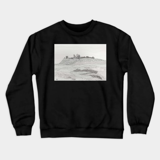 Dunstansburgh Castle, Northumberland Coast in Zentangle Landscape Crewneck Sweatshirt by JennyCathcart